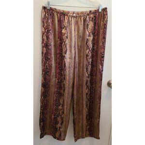 Jaclyn Smith Womens Elastic Waist Satin Pajama Pants Snake Skin Print Plus Sz 1X
